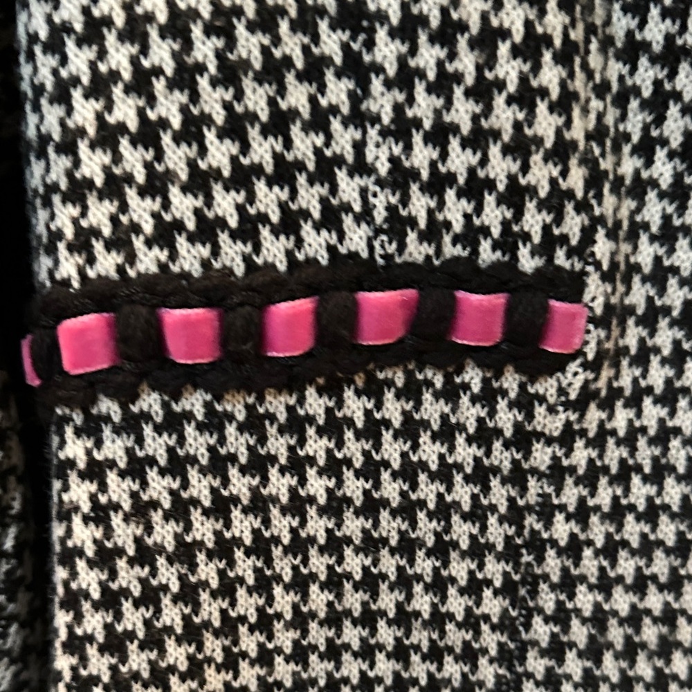 Nanette Lepore Black and White Houndstooth Blazer with Pink Accents - Picture 2 of 4